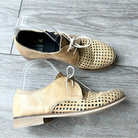 Vintage FarFalle  Beige Perforated Leather Lace Up Oxford Made in Italy - Picture 2 of 13
